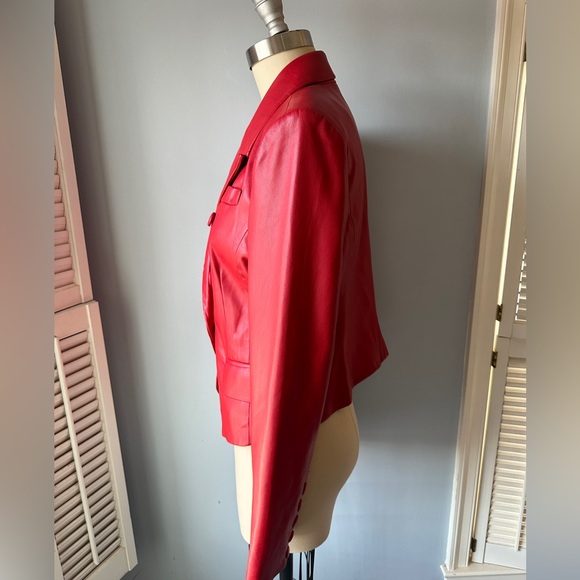 Avec Les Filles Red Vegan Leather Blazer NEW - Picture 2 of 9